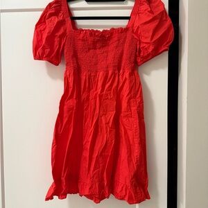 Red Puff Sleeve Dress